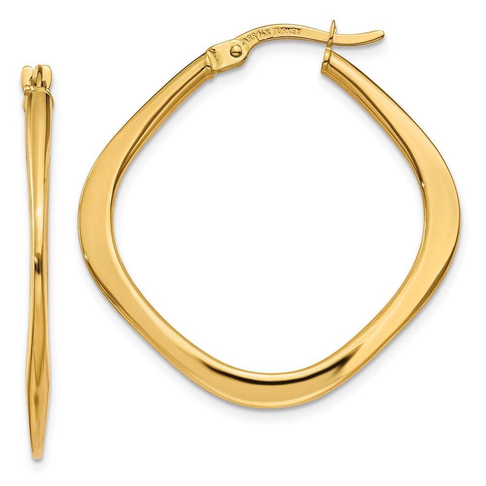 14k Yellow Gold 30 mm Tapered Square Hoop Earrings (1.93 grams)