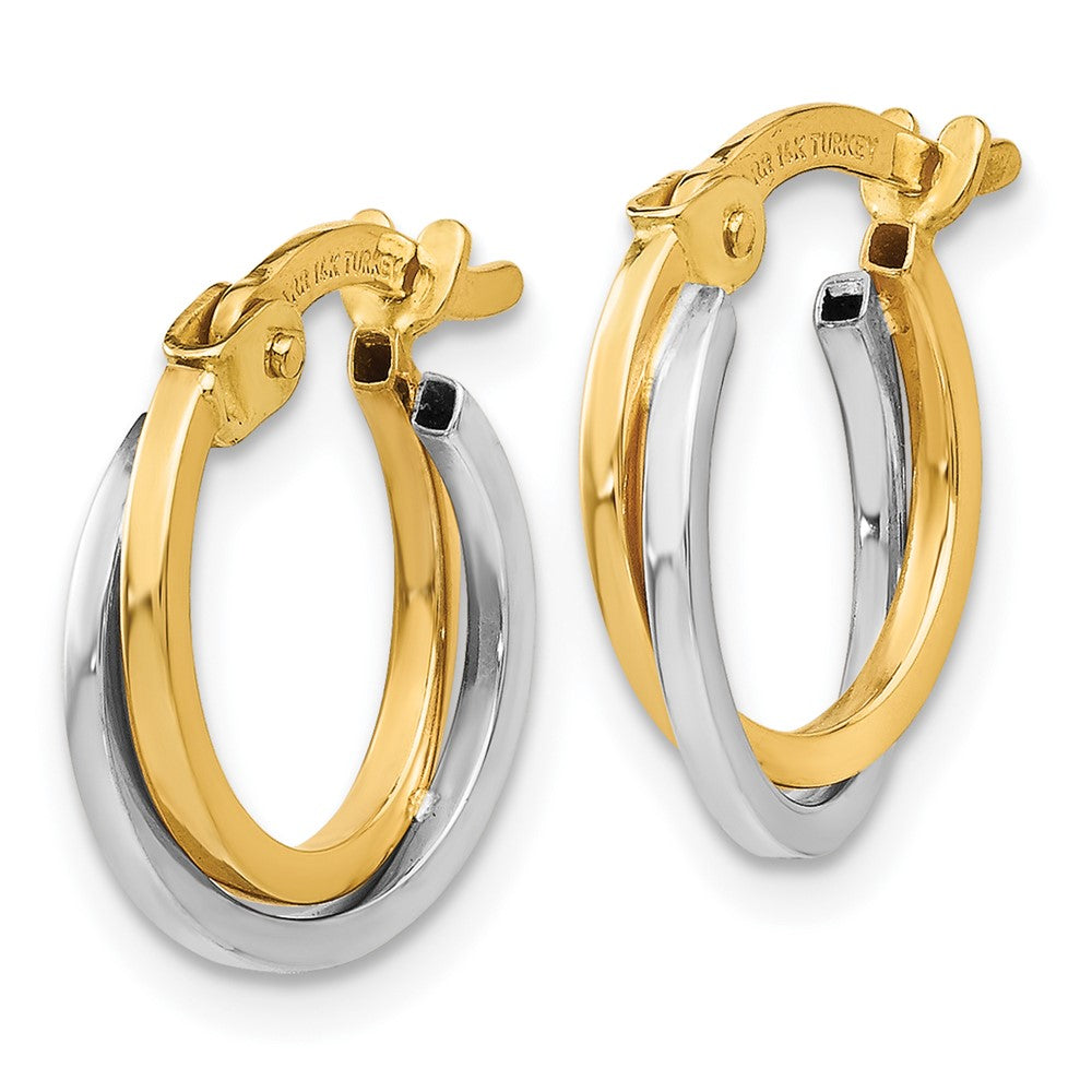 14k Two-tone 12 mm Polished Hollow Hoop Earrings (0.98 grams)
