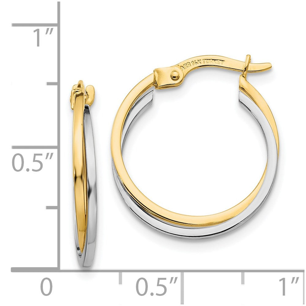 14k Two-tone 17 mm Polished Hollow Hoop Earrings (1.76 grams)