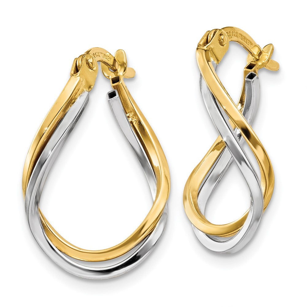 14k Two-tone 11 mm Twisted Hoop Earrings (1.35 grams)