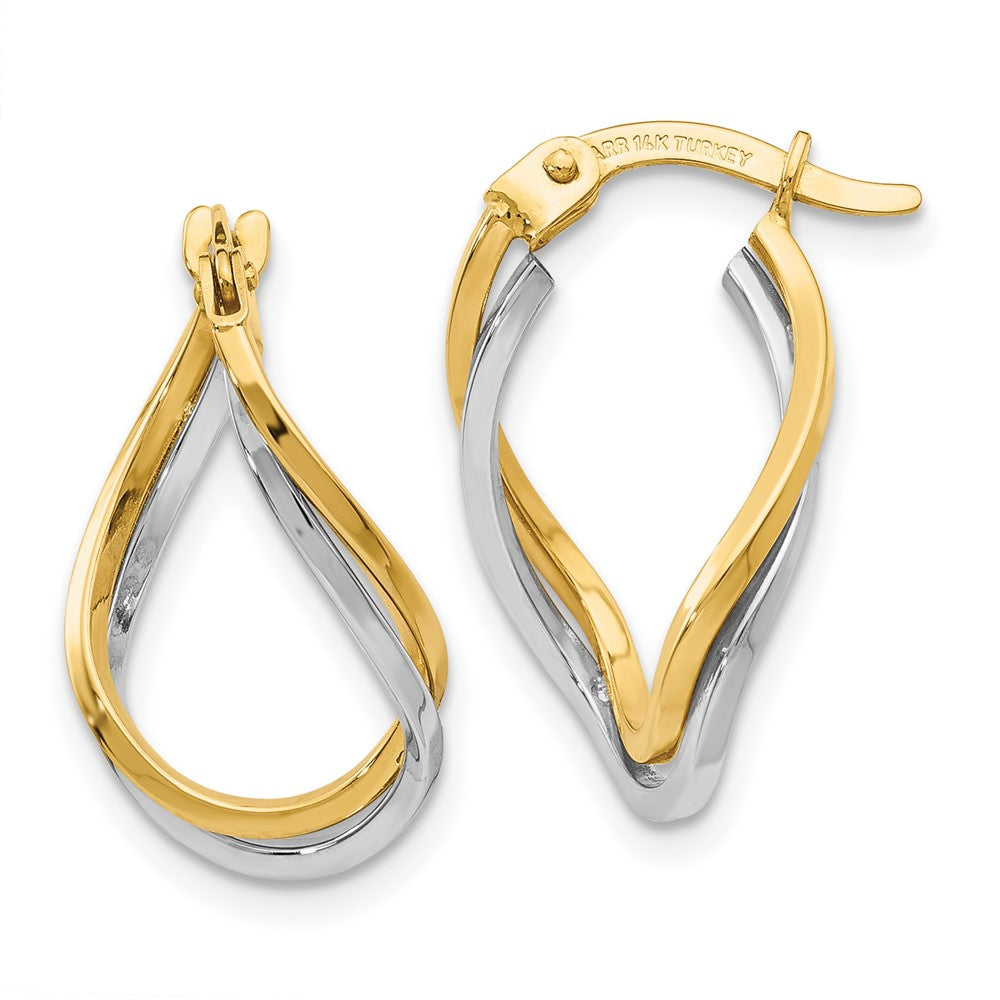 14k Two-tone 11 mm Twisted Hoop Earrings (1.35 grams)