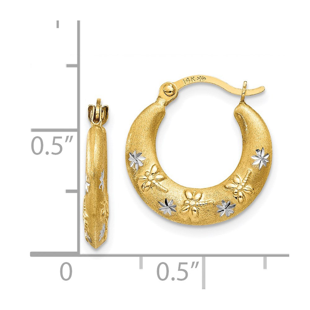 14k Yellow & Rhodium 15 mm Hoop Earrings (0.57 grams)