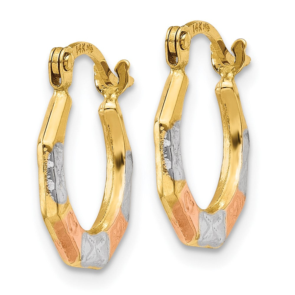 14k Yellow & Rhodium 11 mm Hoop Earrings (0.4 grams)