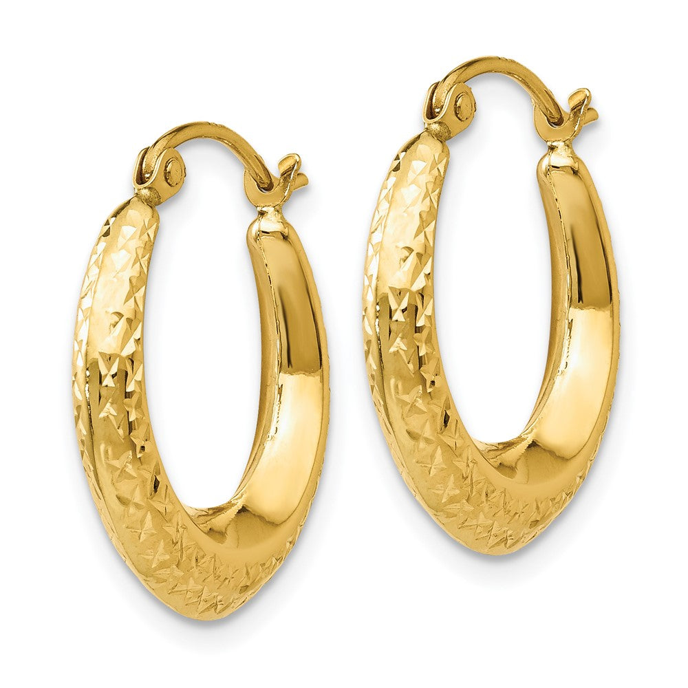 14k Yellow Gold 18 mm Textured Hollow Hoop Earrings (0.73 grams)