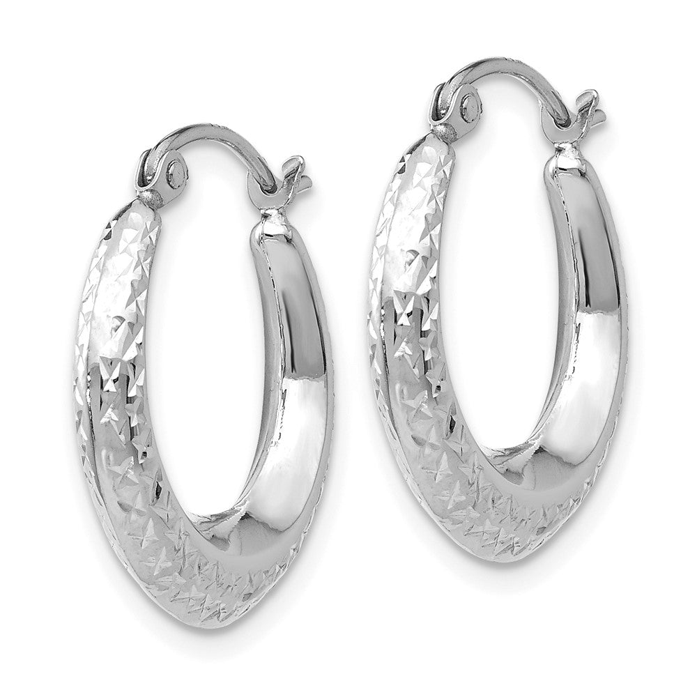 14k White Gold 18 mm Textured Hollow Hoop Earrings (0.76 grams)