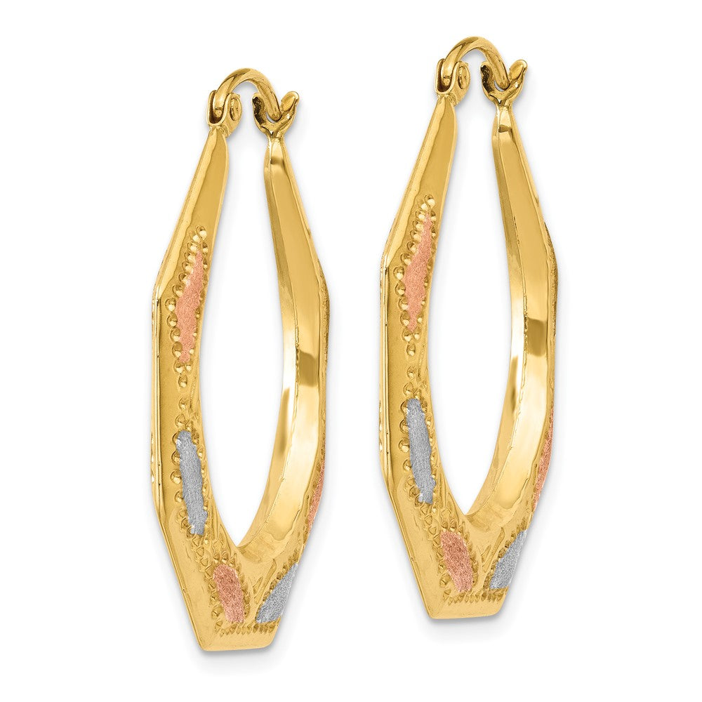 14k Yellow & Rhodium 26 mm Hollow Hoop Earrings (1.36 grams)