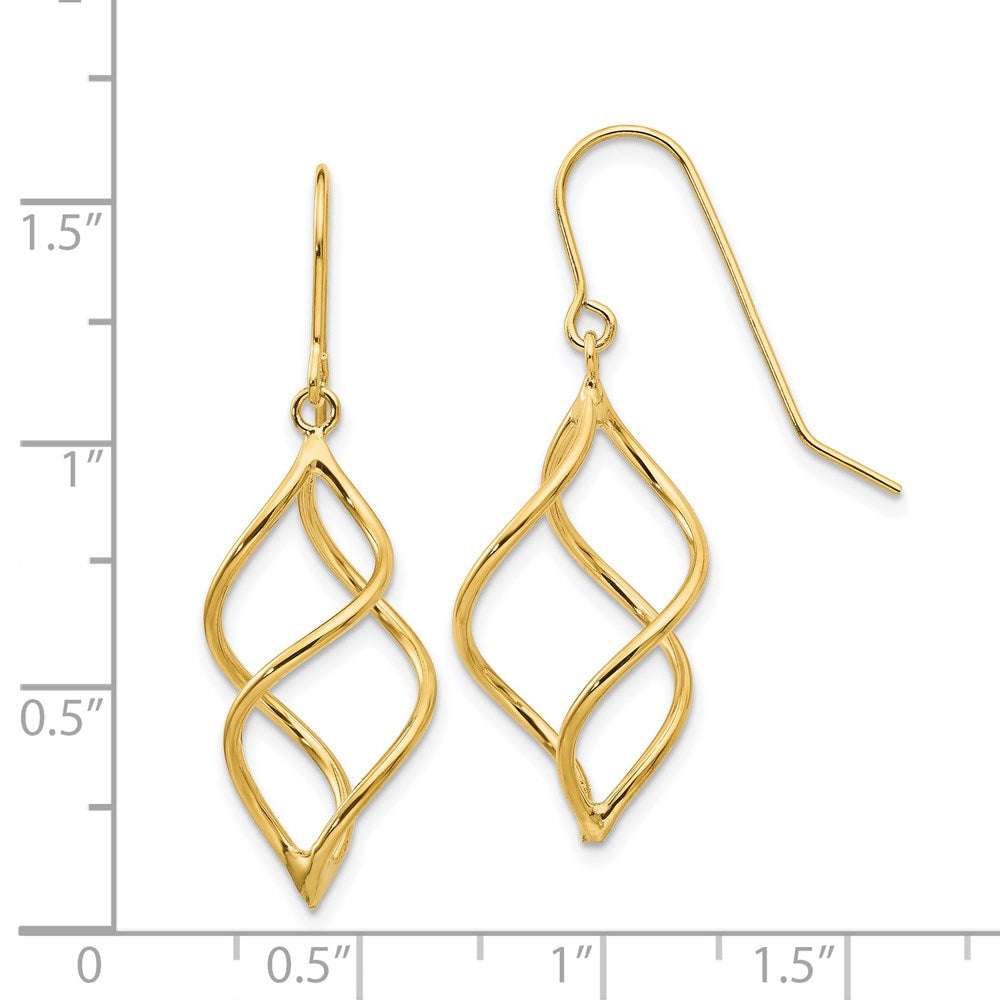 14k Yellow Gold 12 mm Polished Short Twisted Dangle Earrings (1.26 grams)