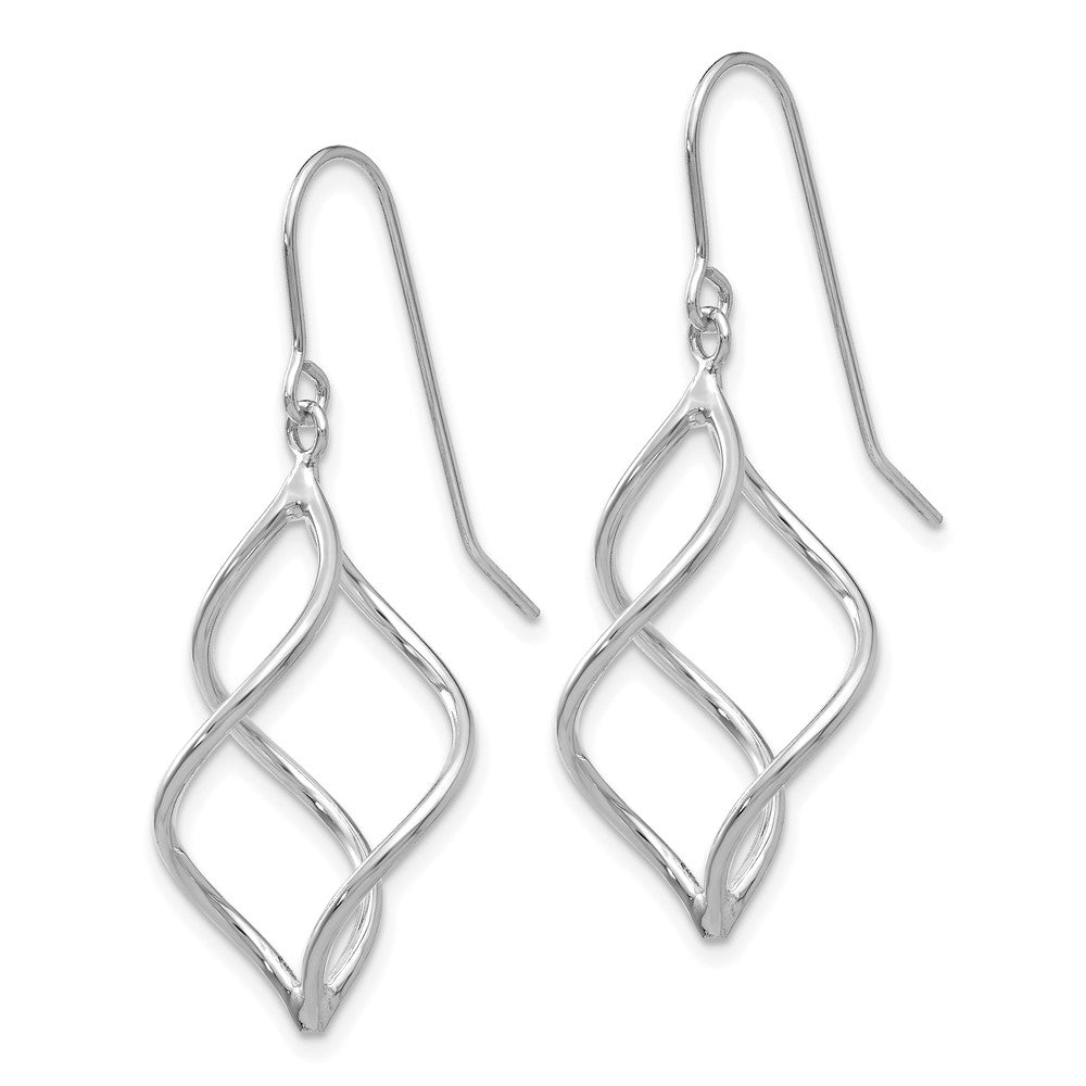 14k White Gold 12 mm Polished Short Twisted Dangle Earrings (1.46 grams)