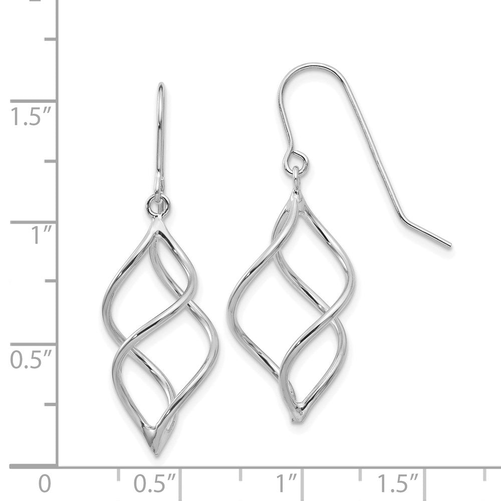 14k White Gold 12 mm Polished Short Twisted Dangle Earrings (1.46 grams)