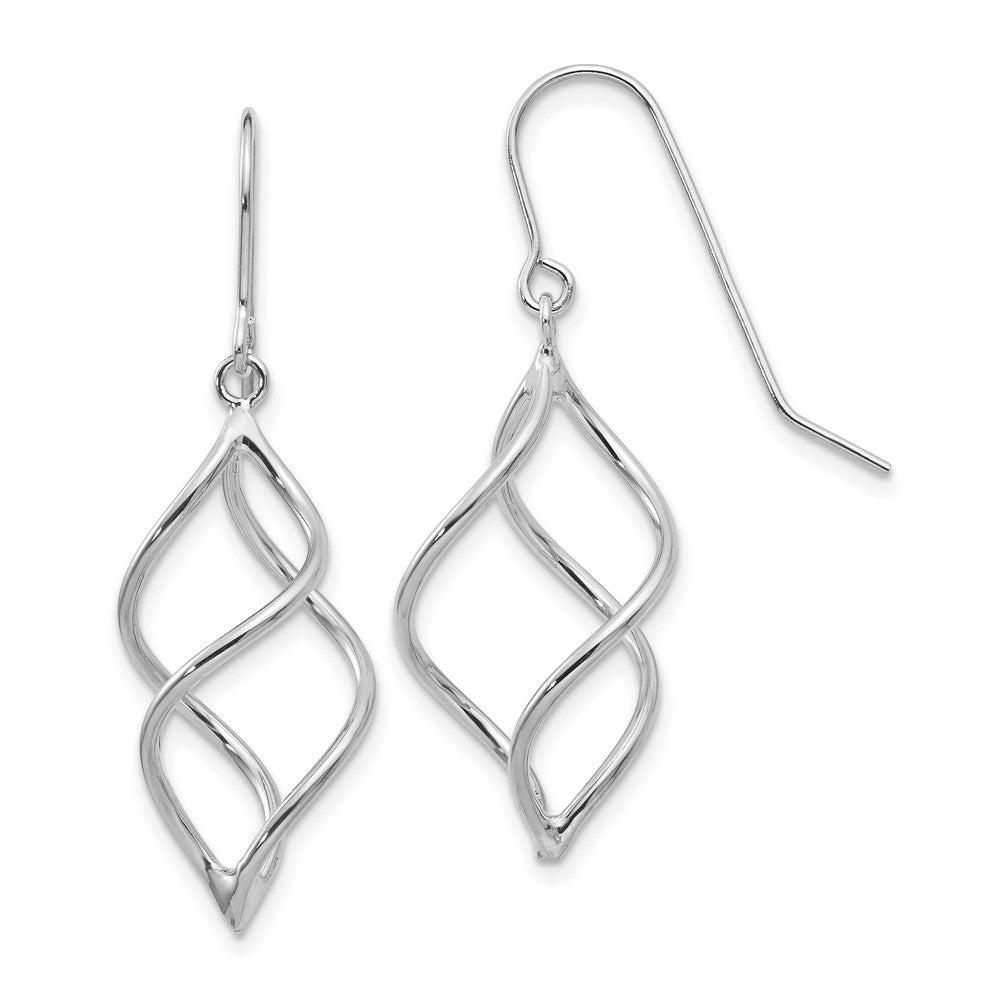 14k White Gold 12 mm Polished Short Twisted Dangle Earrings (1.46 grams)