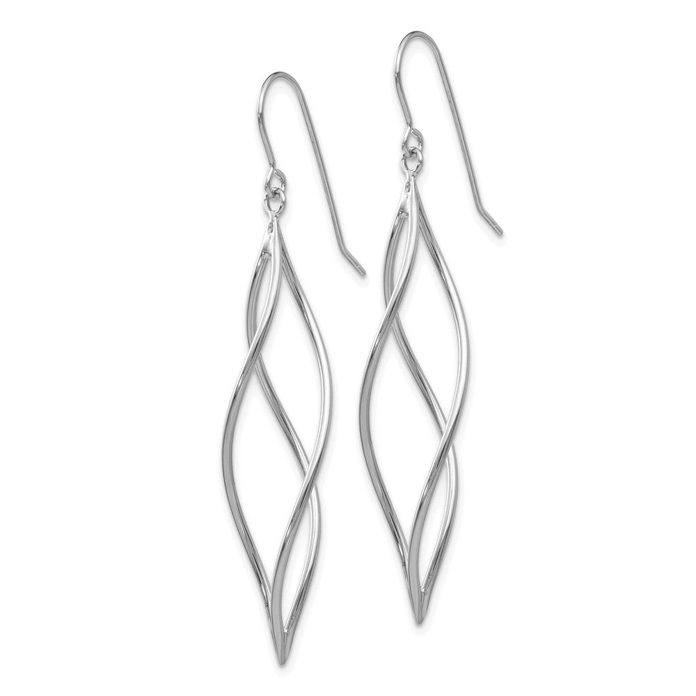 14k White Gold 10 mm Polished Long Twisted Dangle Earrings (1.79 grams)