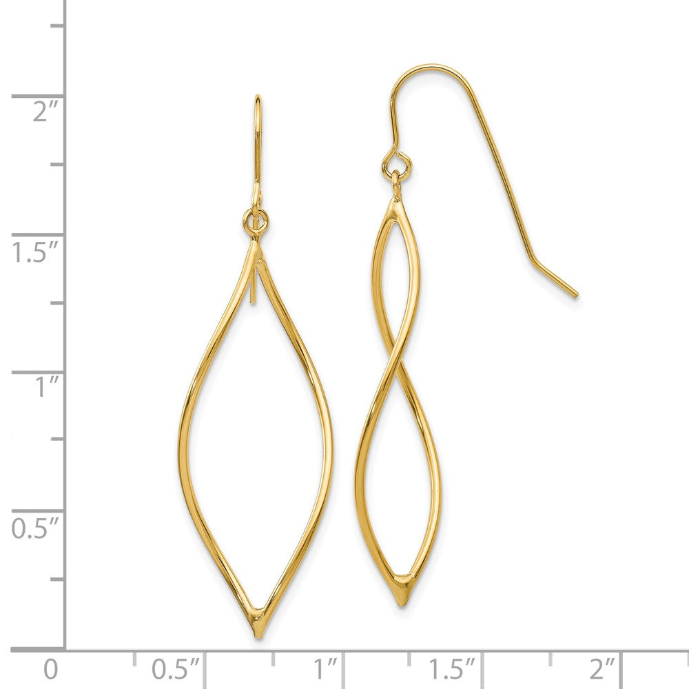 14k Yellow Gold 14 mm Polished Twisted Oblong Dangle Earrings (1.36 grams)
