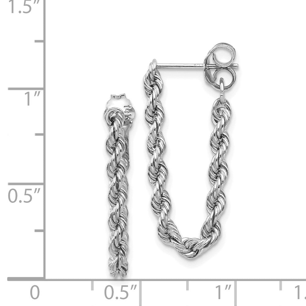 14k White Gold 10 mm Rope Chain Dangle Post Earring (1.01 grams)