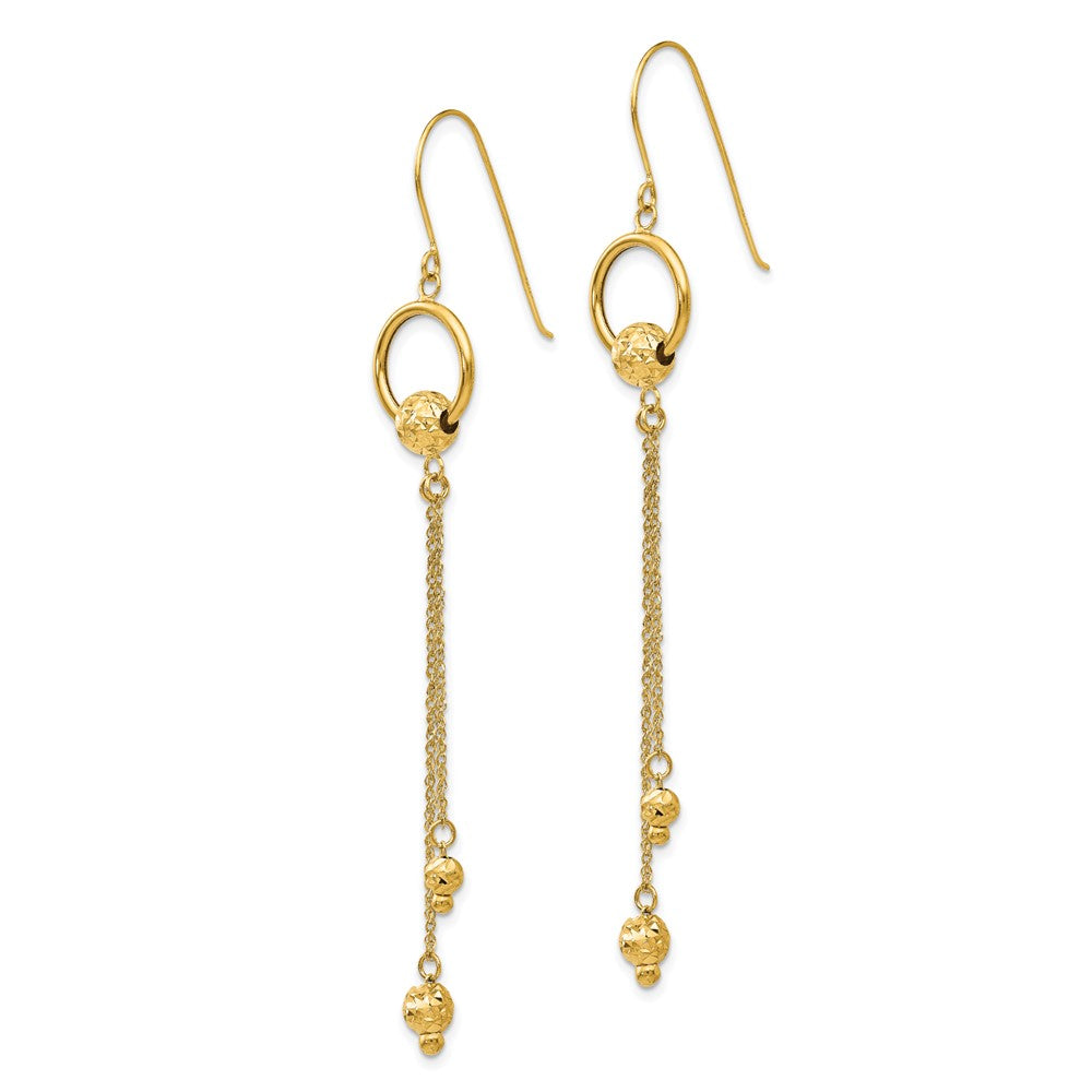 14k Yellow Gold 10 mm Gold Diamond Cut Dangle Shepherd Hook Earrings (1.48 grams)