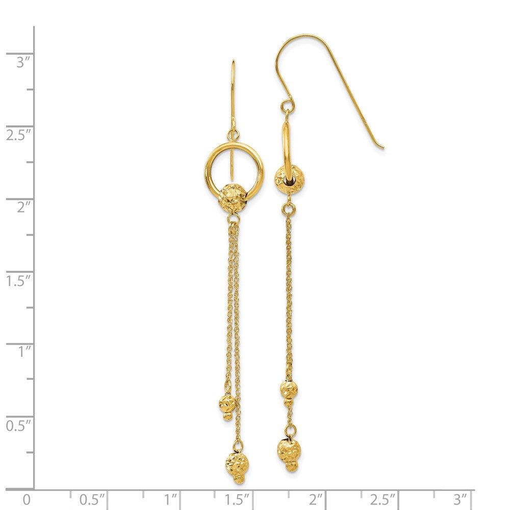 14k Yellow Gold 10 mm Gold Diamond Cut Dangle Shepherd Hook Earrings (1.48 grams)