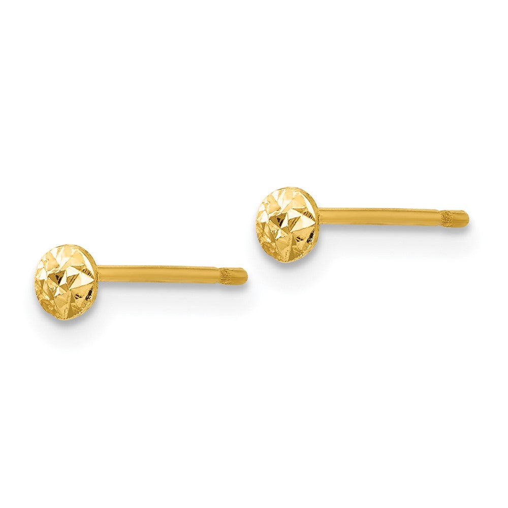14k Yellow Gold 3 mm Puff Circle Post Earrings (0.37 grams)
