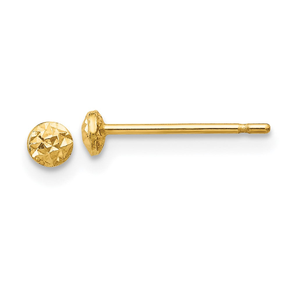 14k Yellow Gold 3 mm Puff Circle Post Earrings (0.37 grams)