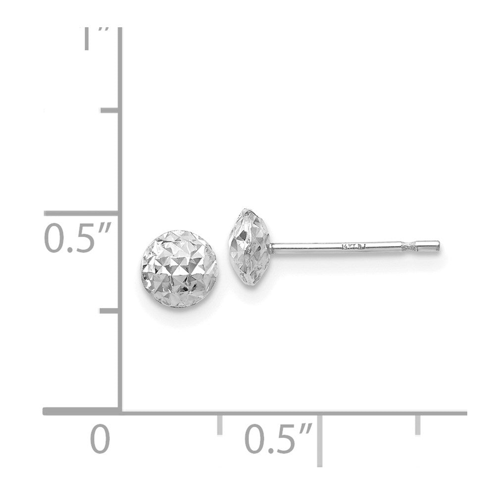 14k White Gold 5 mm Puff Circle Stud Earrings (0.54 grams)
