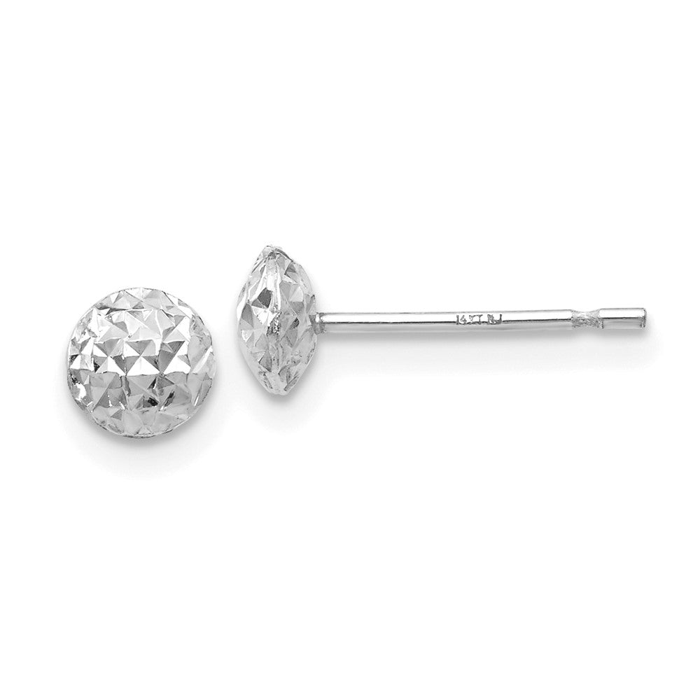 14k White Gold 5 mm Puff Circle Stud Earrings (0.54 grams)