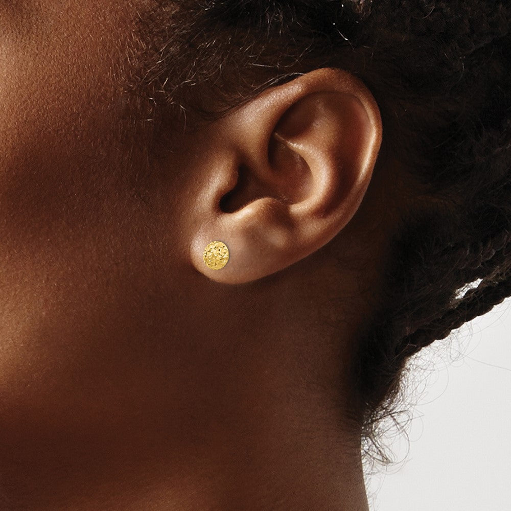 14k Yellow Gold 6 mm Puff Circle Post Earrings (0.65 grams)