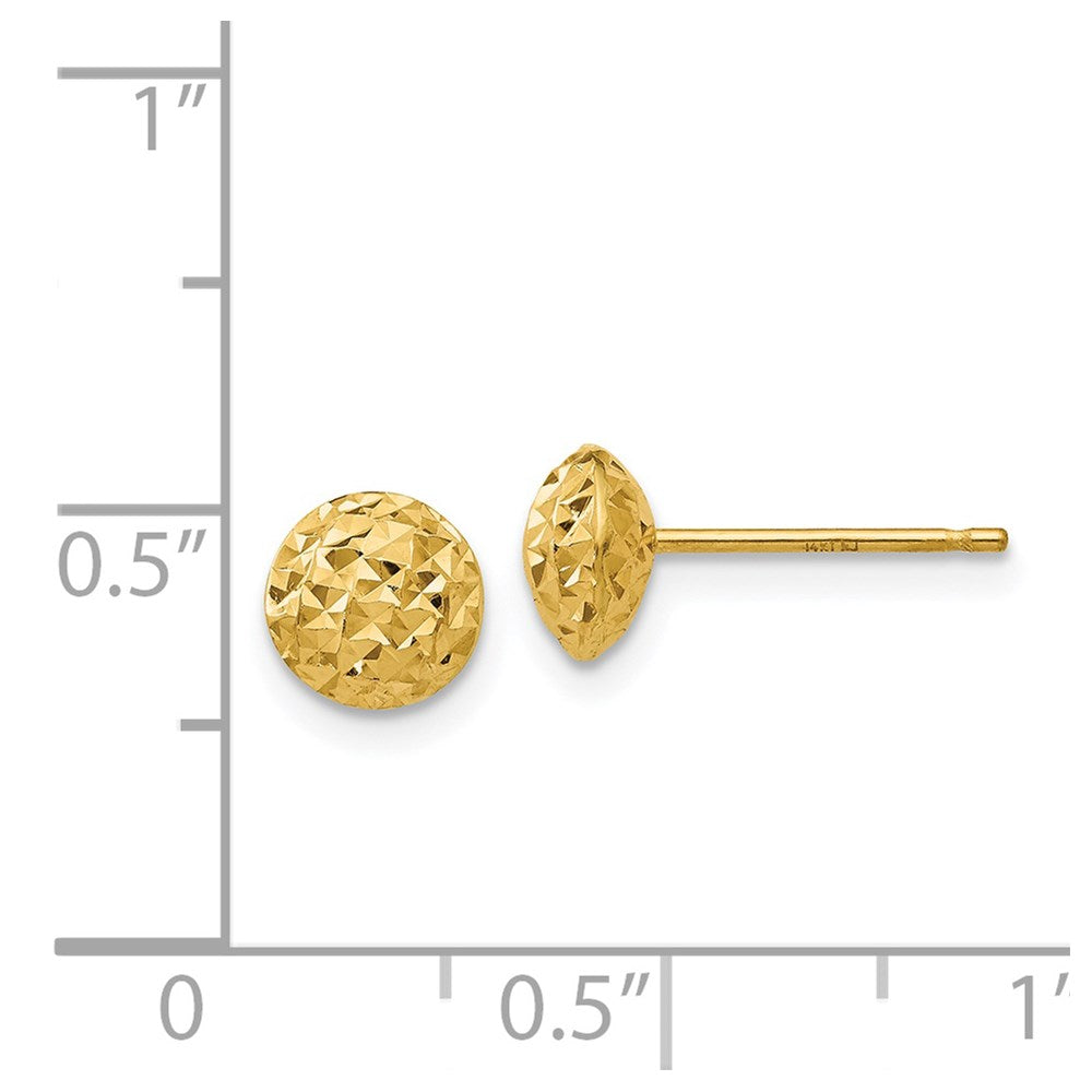 14k Yellow Gold 6 mm Puff Circle Post Earrings (0.65 grams)