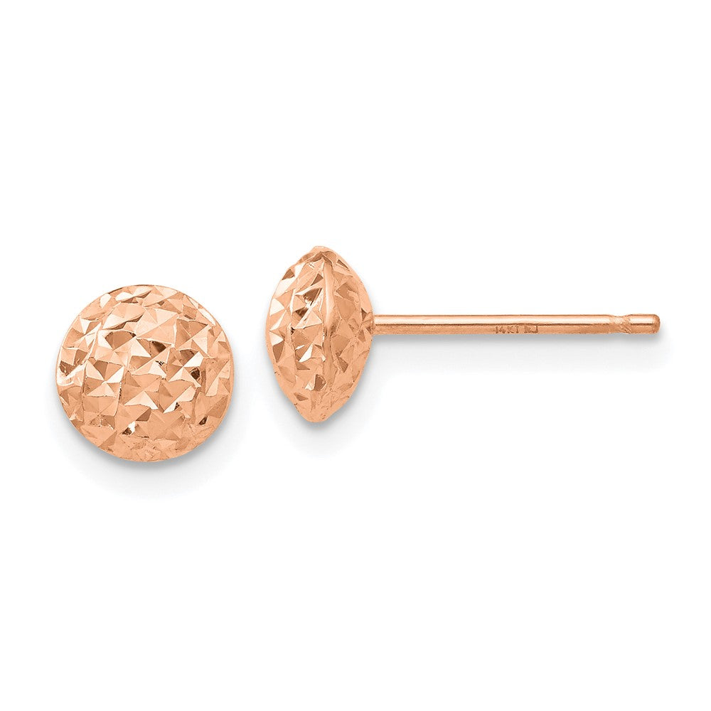 14k Rose Gold 6 mm Circle Puff Post Earrings (0.7 grams)