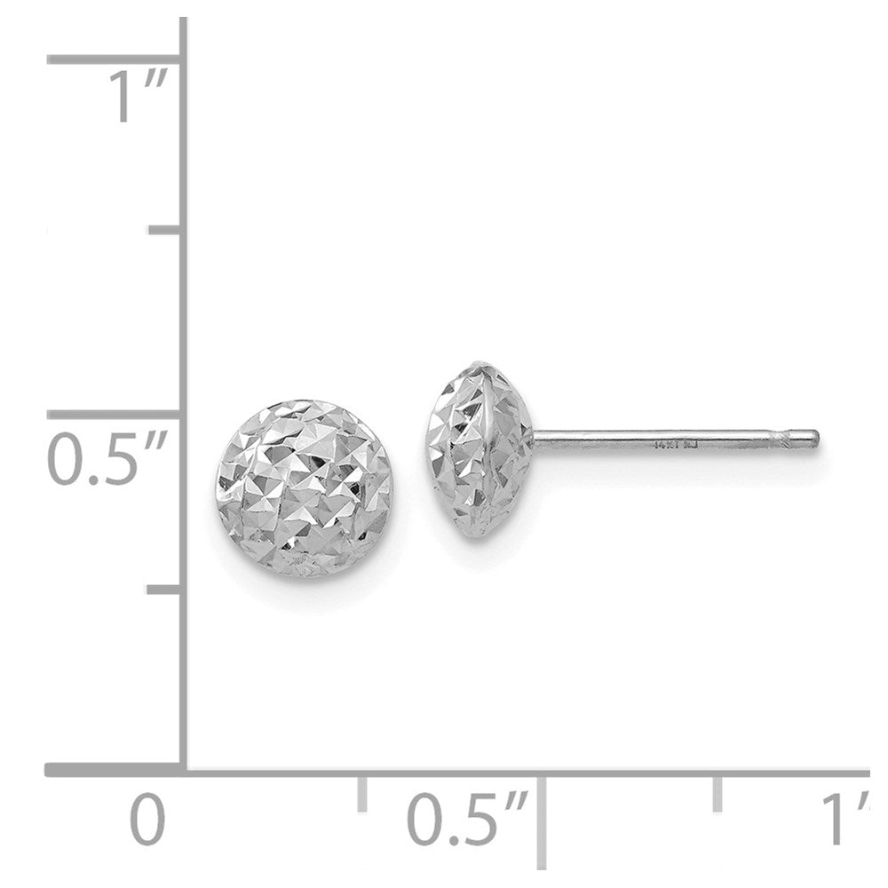 14k White Gold 6 mm Circle Puff Post Earrings (0.7 grams)