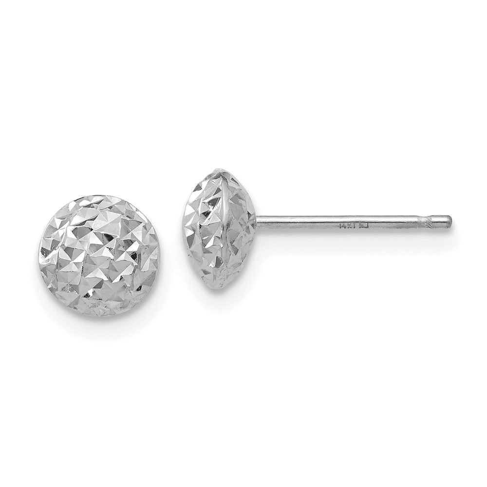 14k White Gold 6 mm Circle Puff Post Earrings (0.7 grams)