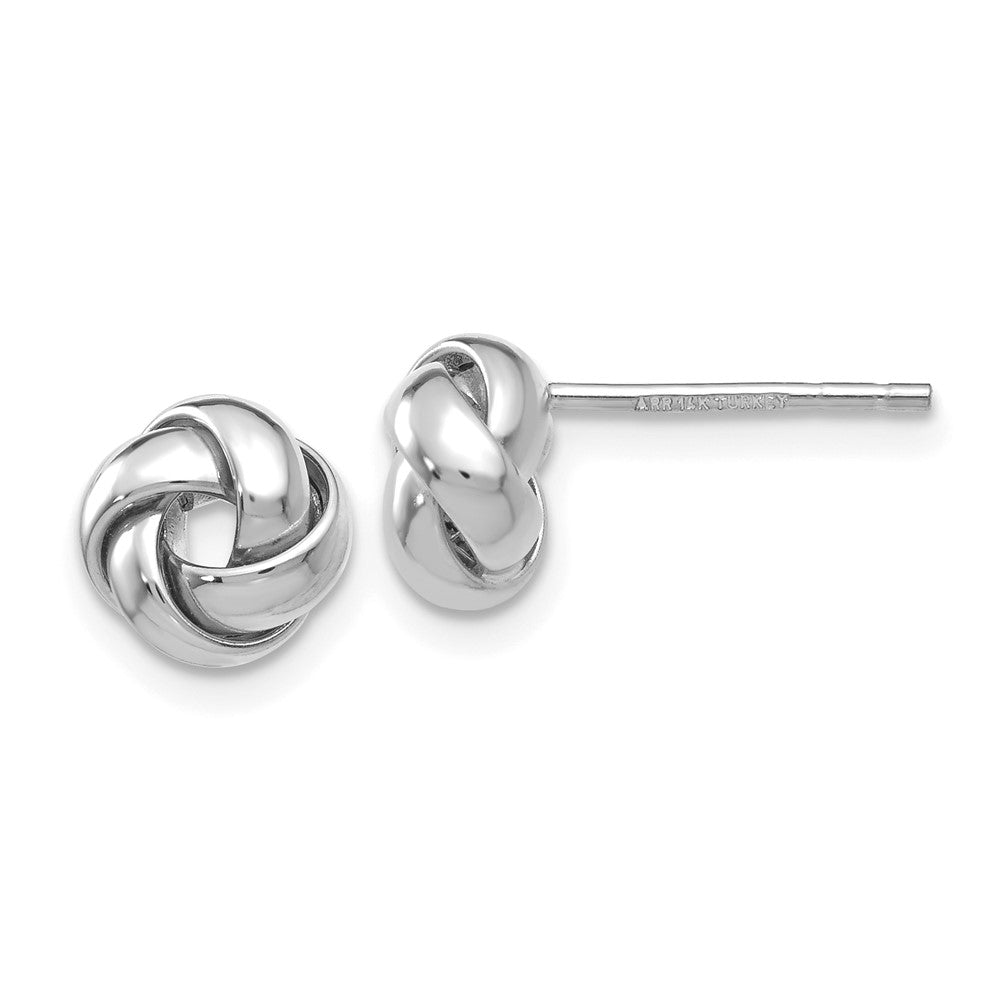 14k White Gold 8 mm Polished Knot Post Earrings (1.23 grams)