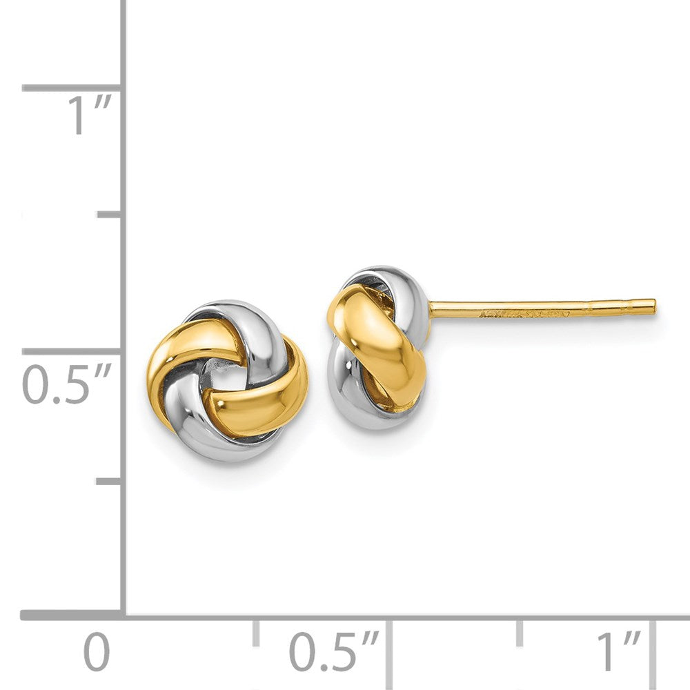 14k Two-tone 8 mm Knot Post Earrings (1.22 grams)