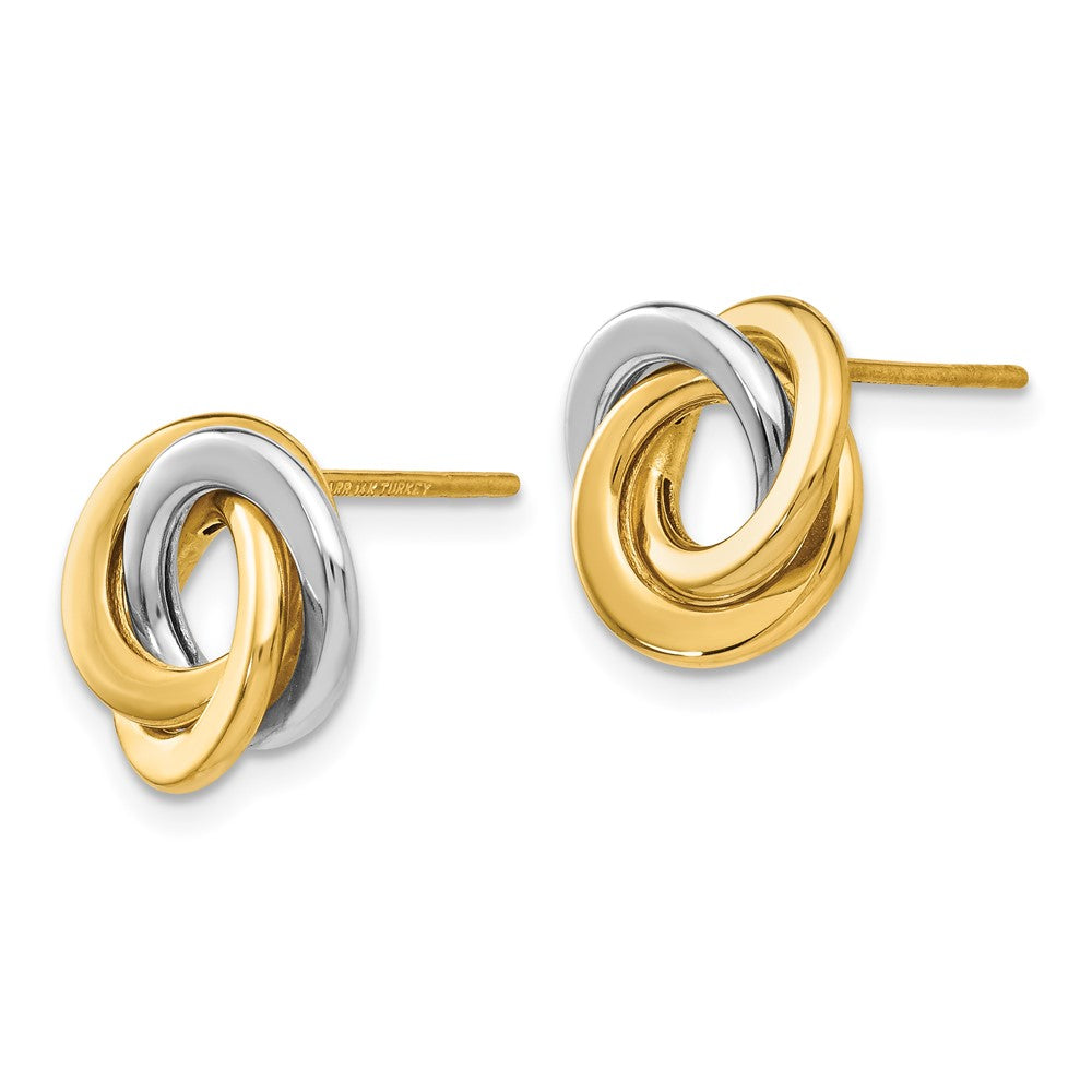 14k Two-tone 11 mm Polished Intertwined Circles Post Earrings (1.68 grams)