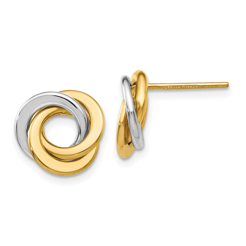 14k Two-tone 11 mm Polished Intertwined Circles Post Earrings (1.68 grams)