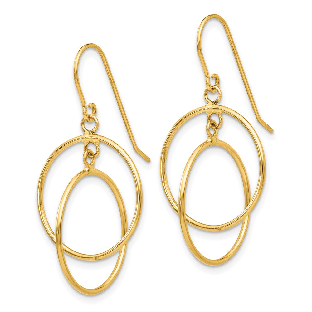 14k Yellow Gold 17 mm Polished Circles Dangle Earrings (1.54 grams)