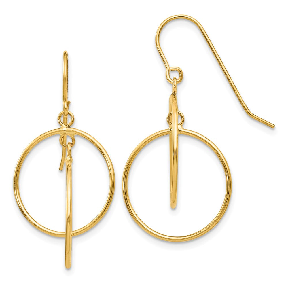 14k Yellow Gold 17 mm Polished Circles Dangle Earrings (1.54 grams)