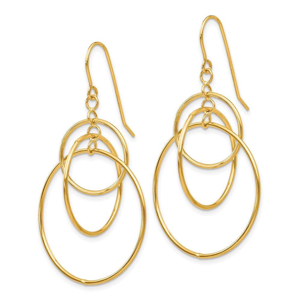 14k Yellow Gold 26 mm Polished Circles Dangle Earrings (1.88 grams)