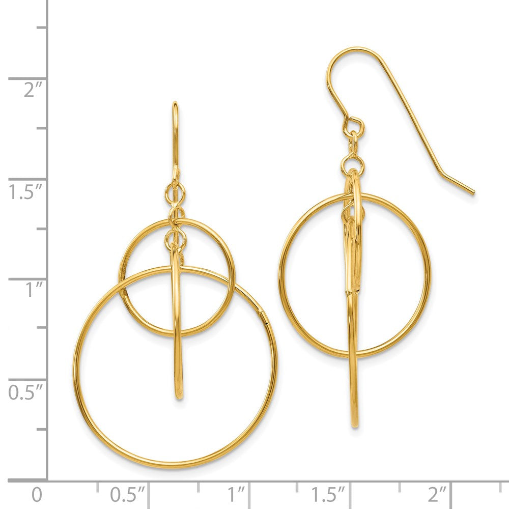 14k Yellow Gold 26 mm Polished Circles Dangle Earrings (1.88 grams)