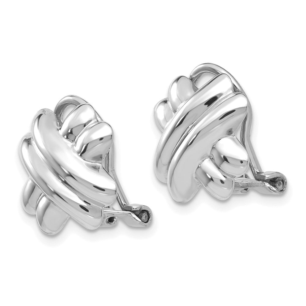 14k White Gold 13 mm Polished Non-pierced X Omega Back Earrings (3.3 grams)