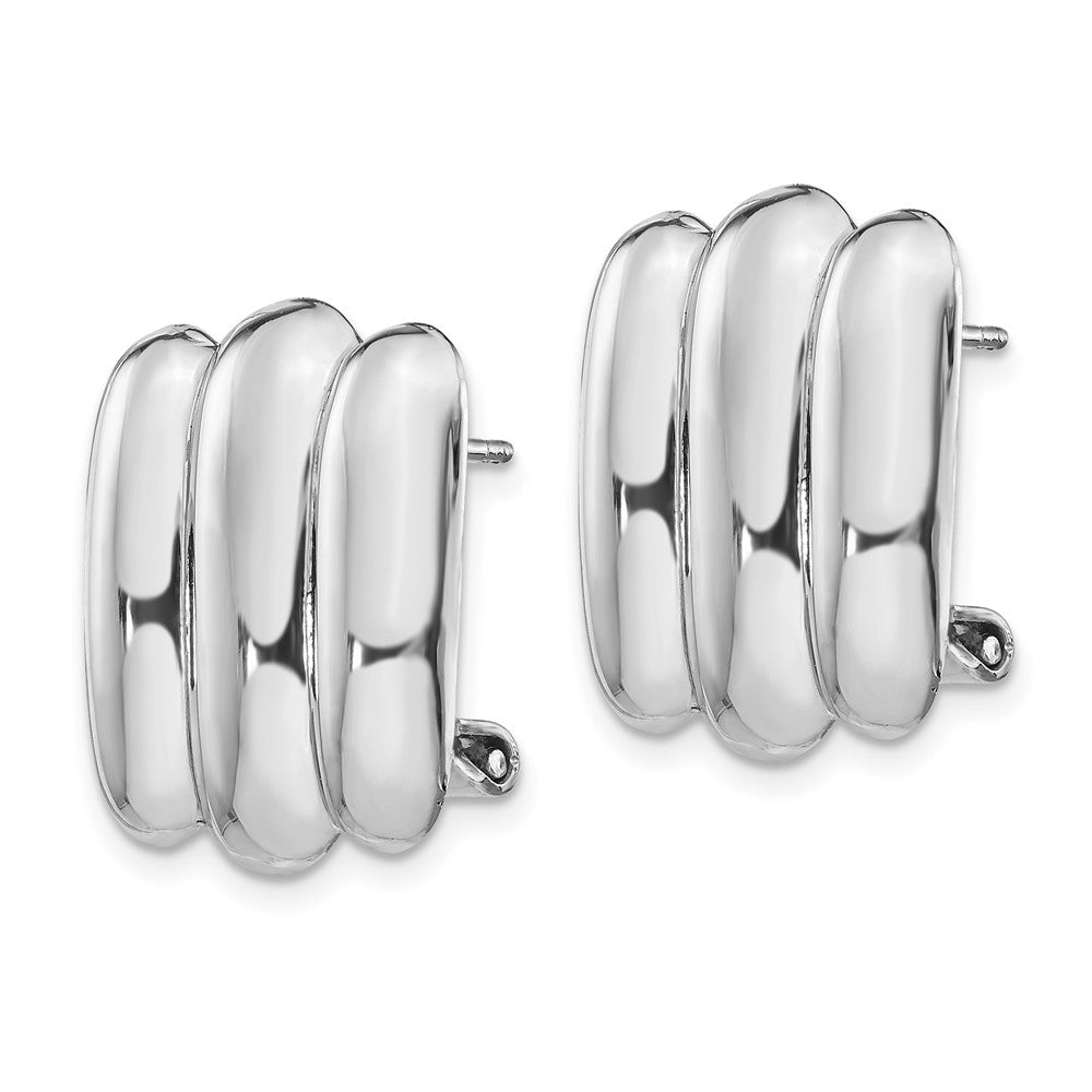 14k White Gold 14 mm Polished Fancy Omega Back Post Earrings (5.34 grams)