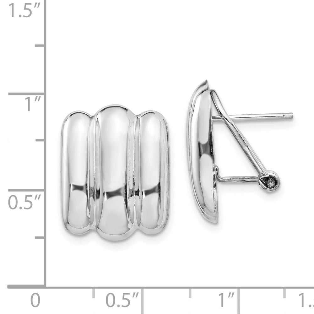 14k White Gold 14 mm Polished Fancy Omega Back Post Earrings (5.34 grams)
