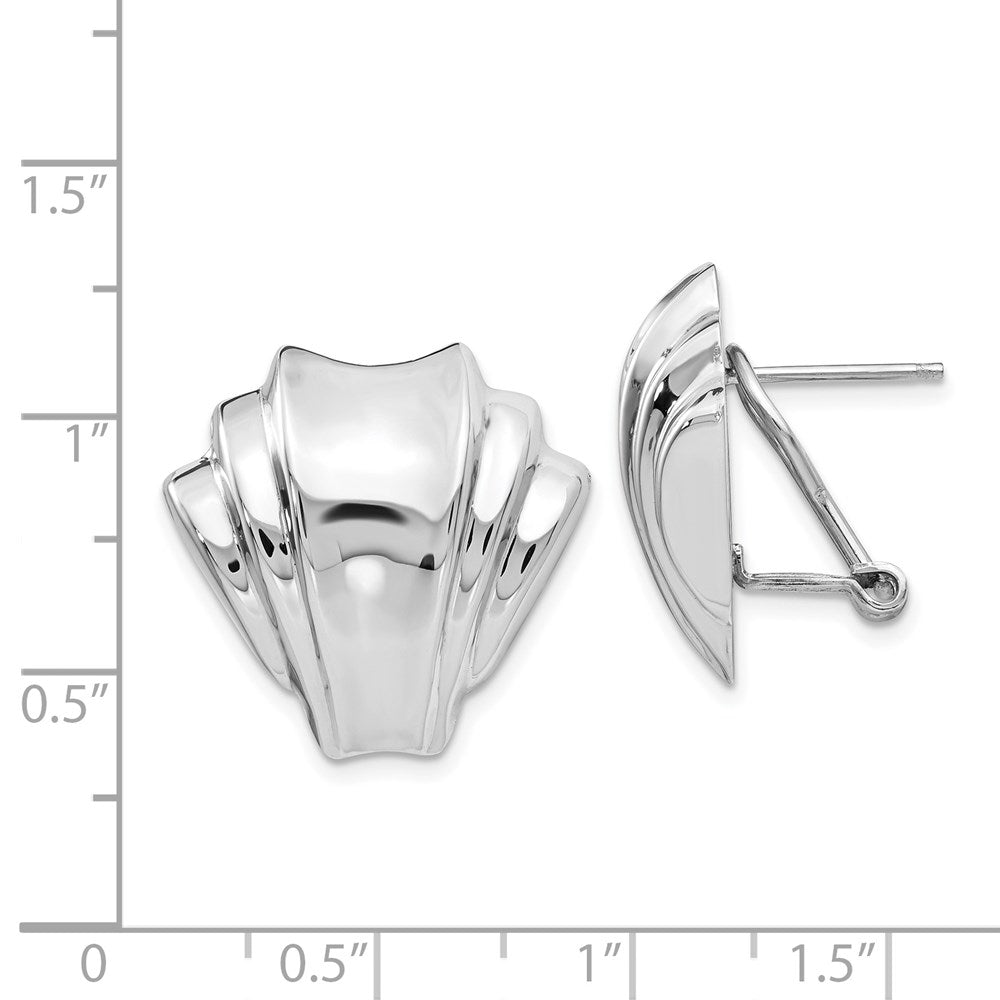 14k White Gold 21 mm Polished Fancy Omega Back Post Earrings (5.82 grams)