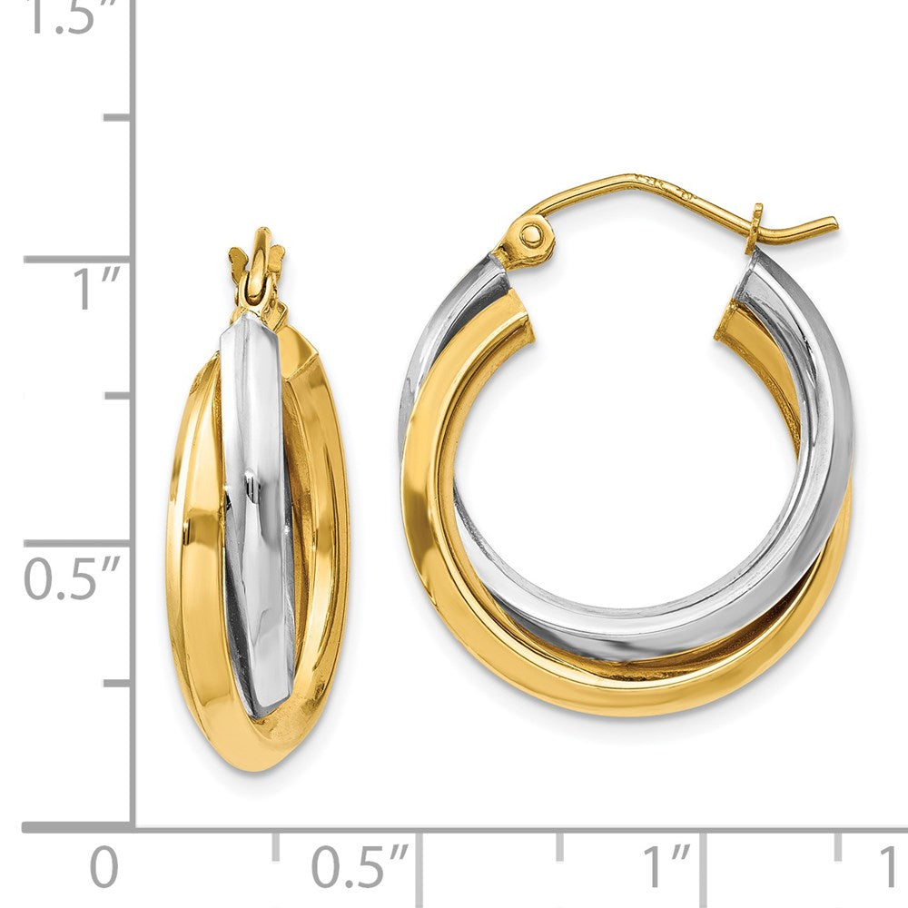 14k Two-tone 7 mm Polished Double Hoop Earrings (2.64 grams)
