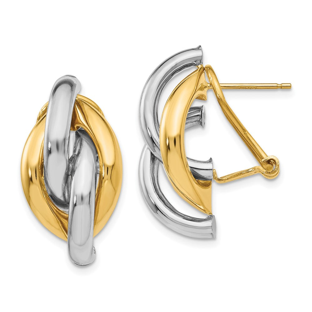 14k Two-tone 13 mm Swirl Omega Back Post Earrings (4.18 grams)