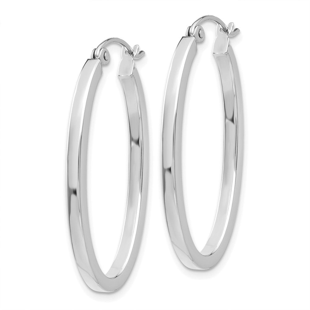 14k White Gold 18.5 mm Oval Hoop Earrings (2.08 grams)