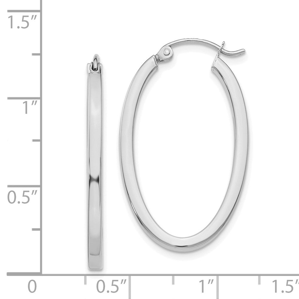 14k White Gold 18.5 mm Oval Hoop Earrings (2.08 grams)