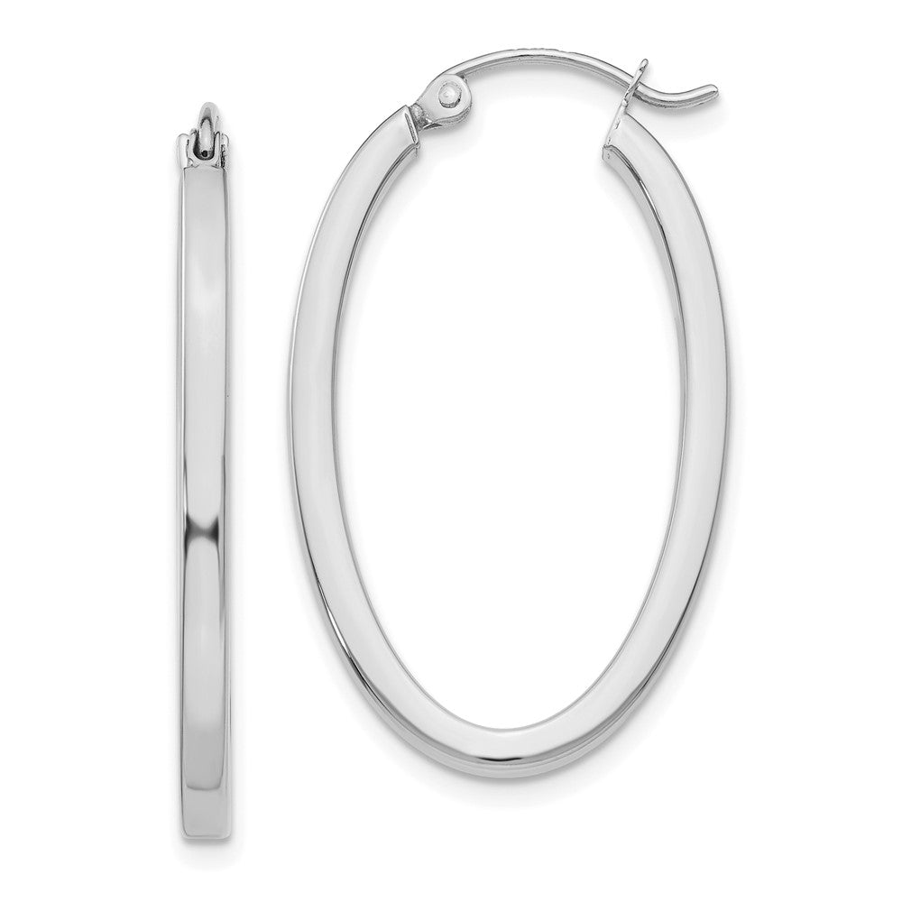 14k White Gold 18.5 mm Oval Hoop Earrings (2.08 grams)