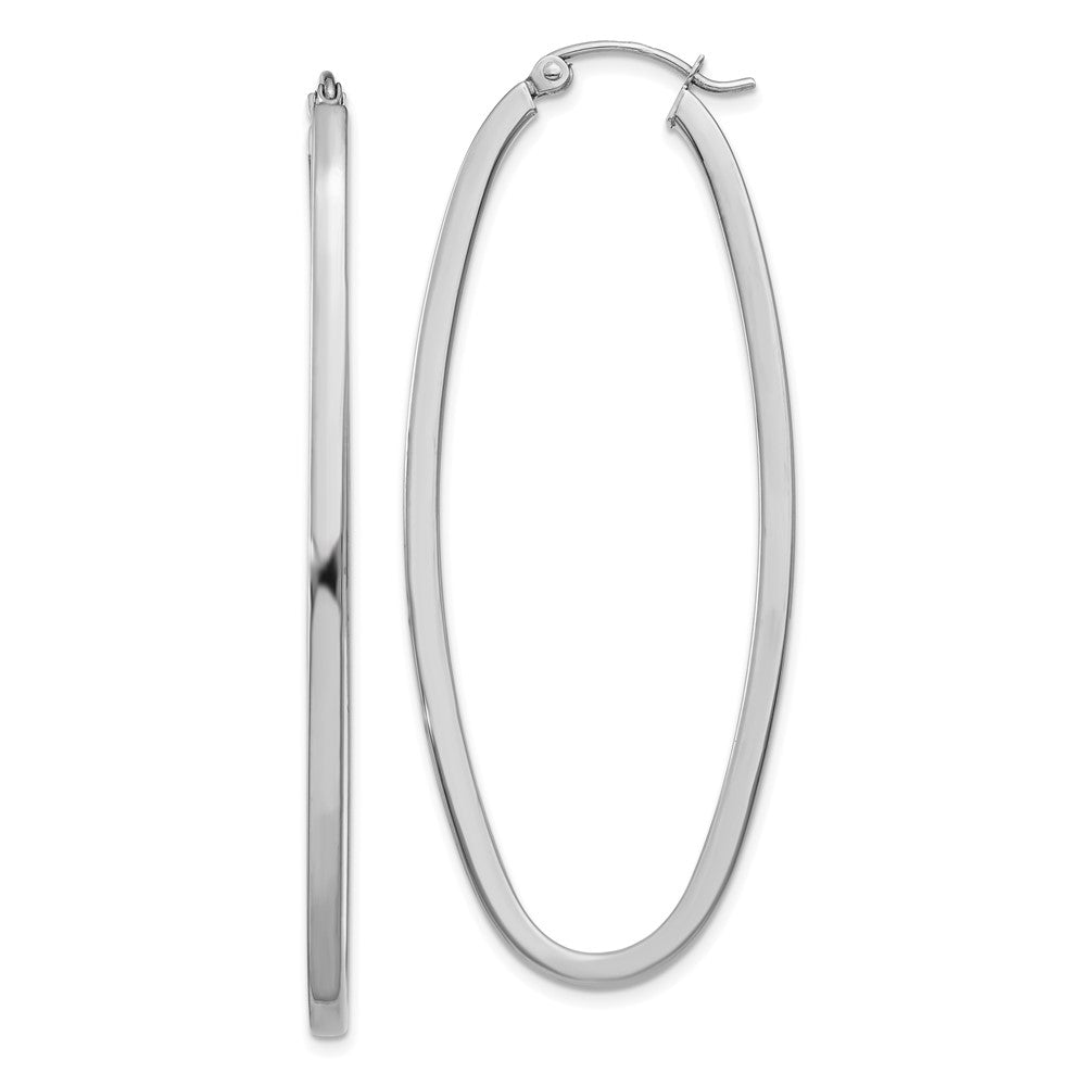 14k White Gold 21 mm Large Oval Hoop Earrings (3.53 grams)