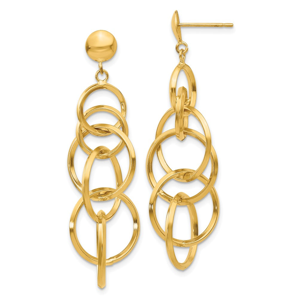 14k Yellow Gold 14 mm Circle Drop Post Earrings (4.18 grams)