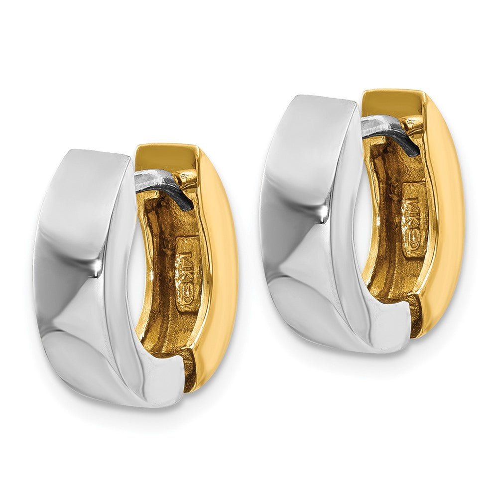 14k Two-tone 4.5 mm Polished Hinged Hoop Earrings (5.05 grams)
