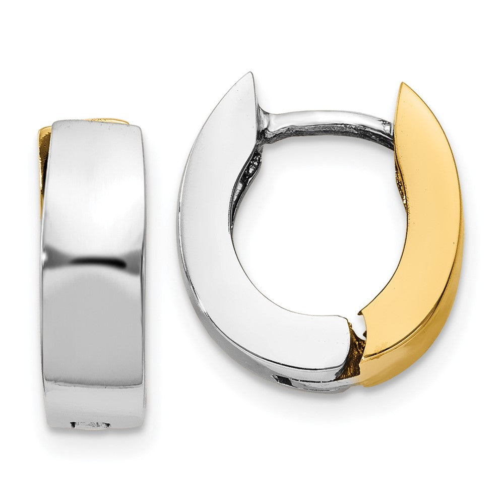 14k Two-tone 4.5 mm Polished Hinged Hoop Earrings (5.05 grams)