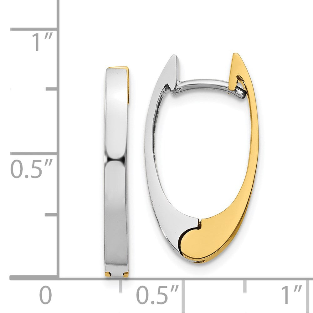 14k Two-tone 3 mm V Shaped Hinged Hoop Earrings (4.4 grams)